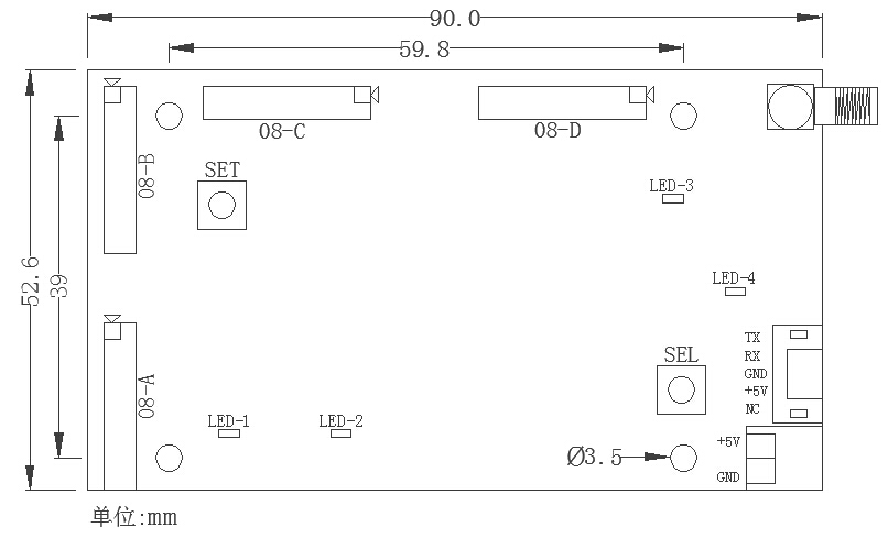 3133拉斯维加斯LED无线条屏卡-安装尺寸